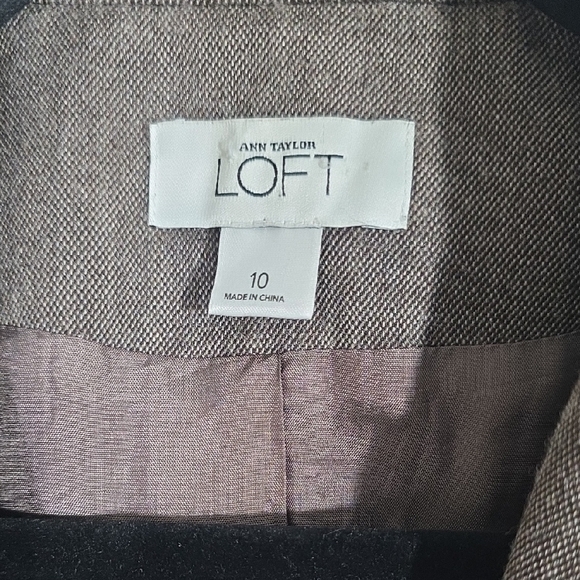 LOFT Brown Wool Blend Tailored Blazer Notched Lapels - Picture 2 of 6